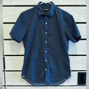 Bonobos Men’s Stretch Riviera Short Sleeve Shirt Blue Seersucker Flower Tailored